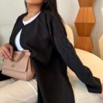 Black abaya embroidered abaya with modern front open design